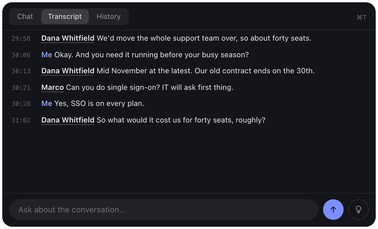 The live transcript